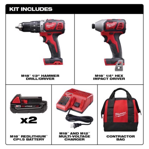 M18 Cordless Brushed 2 Tool Combo Kit - Image 6