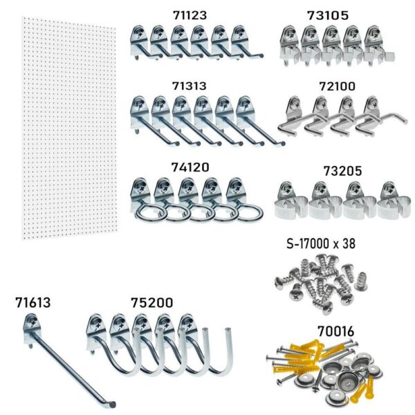 Products DB-36WH-Kit 9/32 in. White Polypropylene Pegboards with Locking Hook Assortment (36-Piece) - Image 3