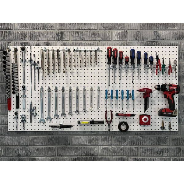 Products PEG36-WHT 24 in. H x 42 in. W Pegboard 1-Pack White High-Density Fiberboard Kit with 36 Hooks - Image 5