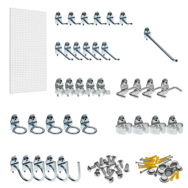 Products PEG36-WHT 24 in. H x 42 in. W Pegboard 1-Pack White High-Density Fiberboard Kit with 36 Hooks