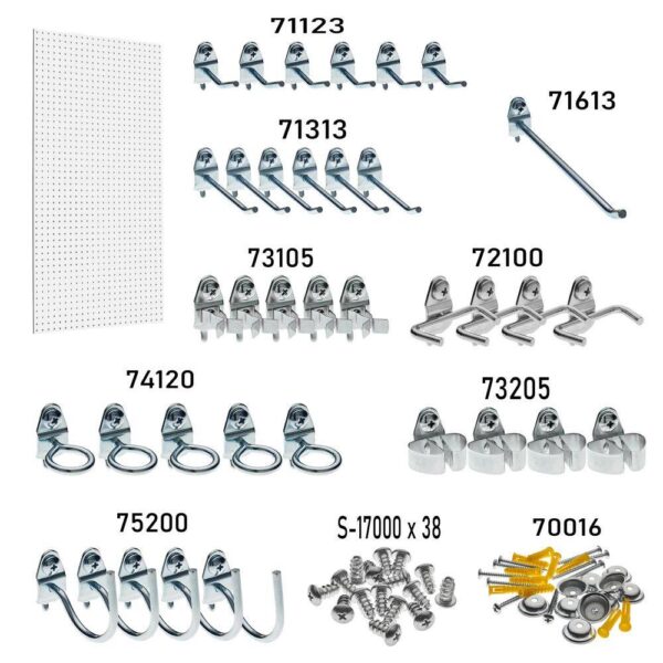 Products PEG36-WHT 24 in. H x 42 in. W Pegboard 1-Pack White High-Density Fiberboard Kit with 36 Hooks - Image 3