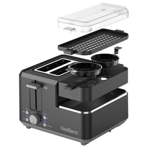 West Bend 78500 Breakfast Station 2-Slice Black Wide Slot Toaster with Removable Crumb Tray - Image 2