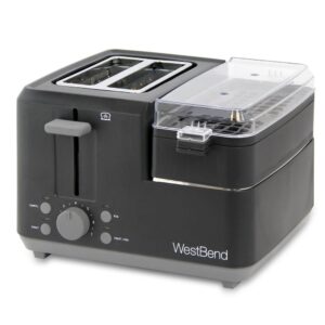 West Bend 78500 Breakfast Station 2-Slice Black Wide Slot Toaster with Removable Crumb Tray