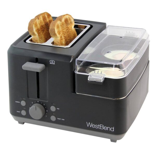 West Bend 78500 Breakfast Station 2-Slice Black Wide Slot Toaster with Removable Crumb Tray - Image 4