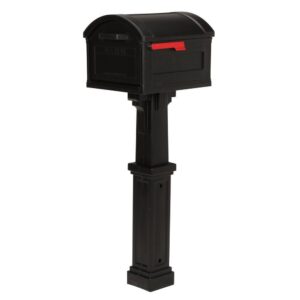 Mailboxes GHC40BAM Grand Haven Black, Extra Large, Plastic, Mailbox and Post Combo