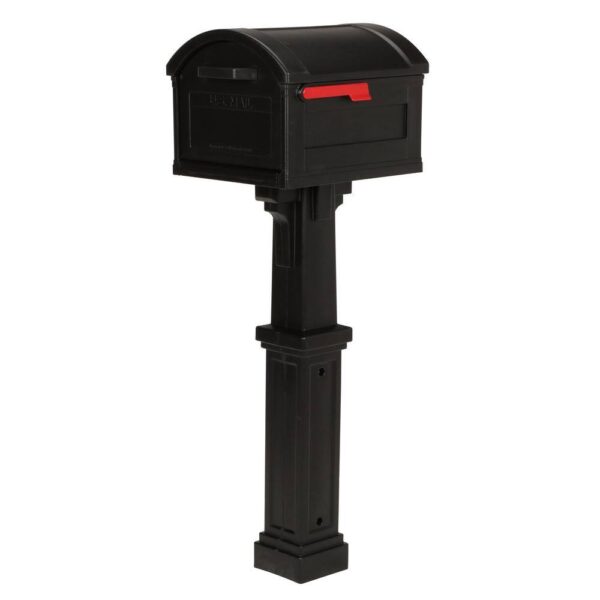 Mailboxes GHC40BAM Grand Haven Black, Extra Large, Plastic, Mailbox and Post Combo