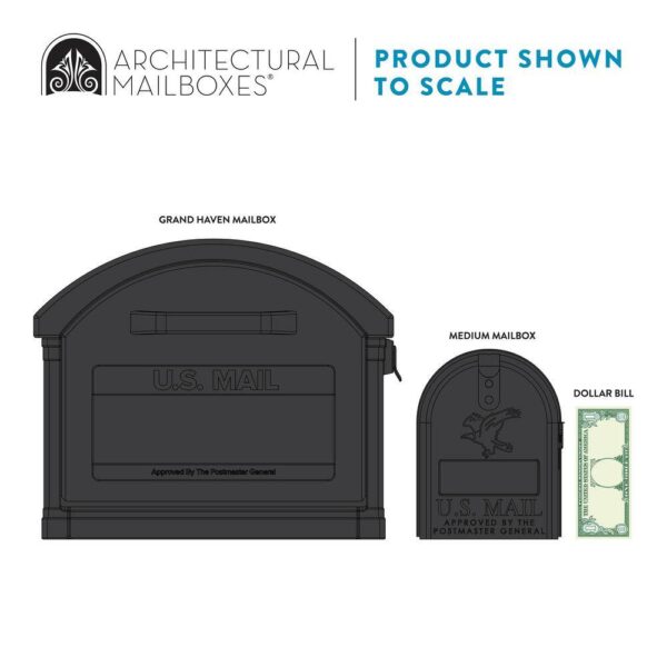 Mailboxes GHC40BAM Grand Haven Black, Extra Large, Plastic, Mailbox and Post Combo - Image 4