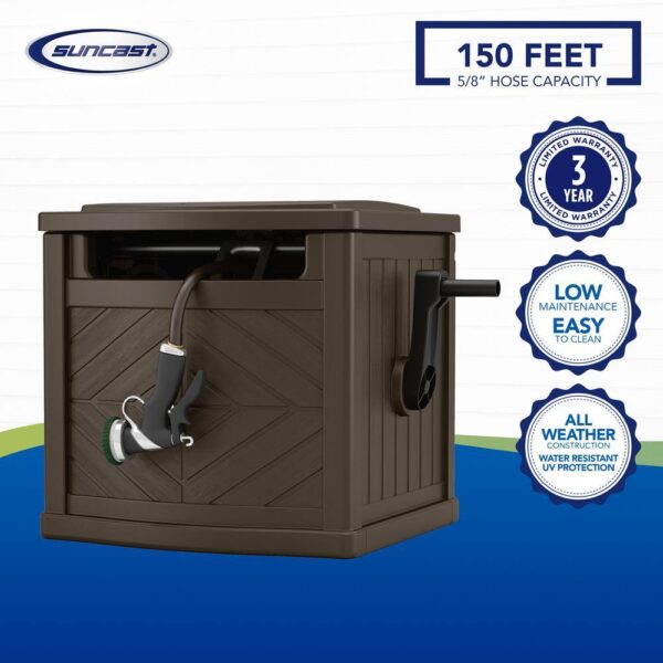Suncast CPLPDH150 150 ft. Slide Trak Hose Hideaway   Java - Image 11