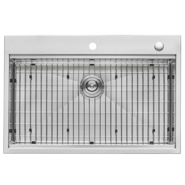 Ruvati RVH8003 Drop-In Stainless Steel 33 in. Workstation Ledge Topmount Kitchen Sink 16-Gauge Single Bowl - Image 2
