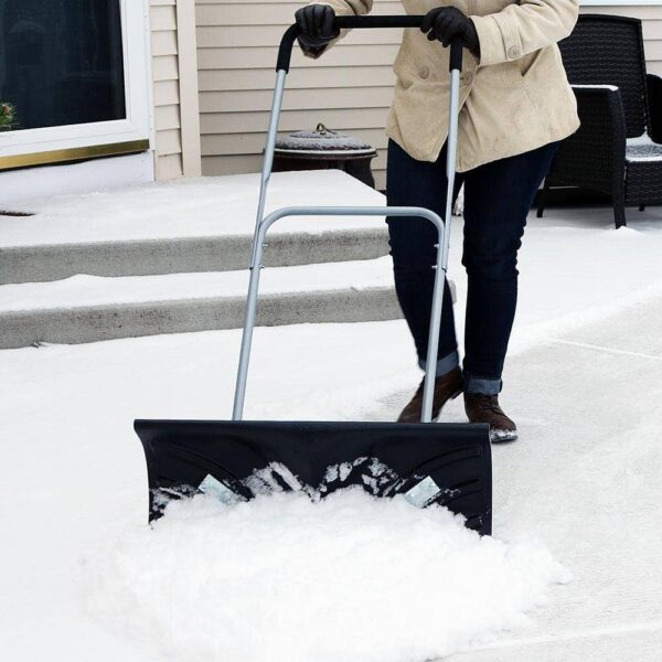 CASL Brands 26 in. Aluminum Handle Rolling Snow Pusher - Image 4