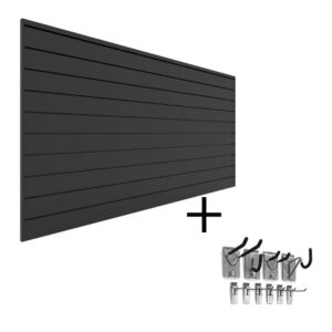 Proslat 33007 PVC Slatwall 8 ft. x 4 ft. Charcoal Mini Bundle (10-Piece)