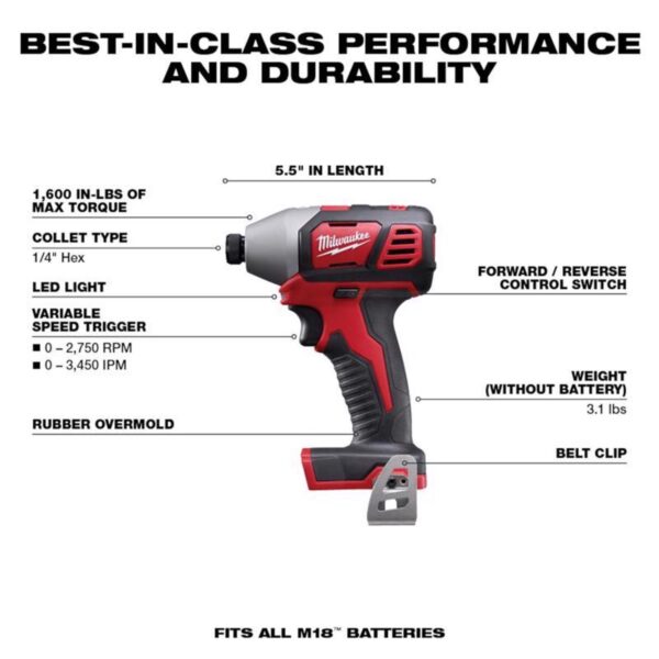 M18 Cordless Brushed 2 Tool Combo Kit - Image 5