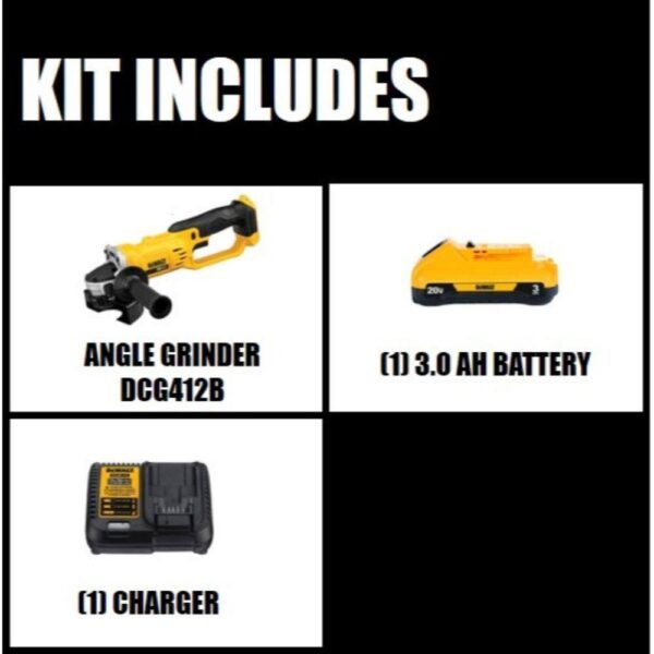 DCB230CwDCG412B 20V MAX Cordless 4.5 in.   5 in. Grinder, (1) 20V Compact 3.0Ah Battery, and 12V-20V MAX Charger - Image 2