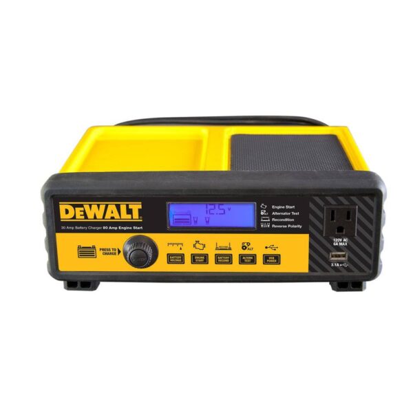 DXAEC801B 30 Amp Automotive Portable Car Battery Charger with 80 Amp Engine Start and Alternator Check