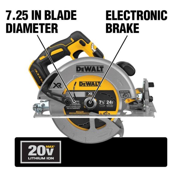 DCS570BW230C 20V MAX XR Cordless Brushless 7-1/4 in. Circular Saw, (1) 20V Compact Lithium-Ion 3.0Ah Battery, and 12V-20V MAX Charger - Image 2