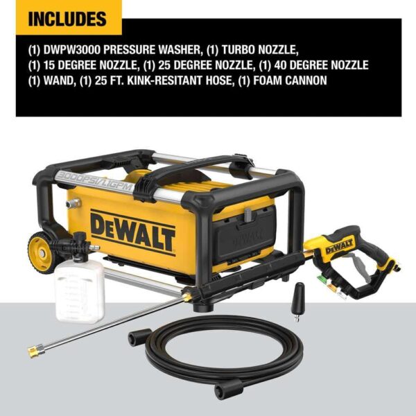 DWPW3000 3000 PSI 1.1 GPM 15 Amp Cold Water Electric Pressure Washer with Internal Equipment Storage - Image 3