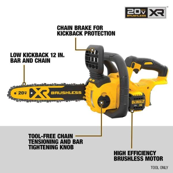 DCCS620BWPR320B 20V MAX 12in. Brushless Battery Powered Chainsaw   Pruner (Tools Only) - Image 2
