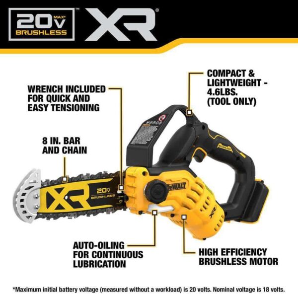 8 in. 20-Volt Pruning Electric Battery Chainsaw (Tool Only) - Image 13