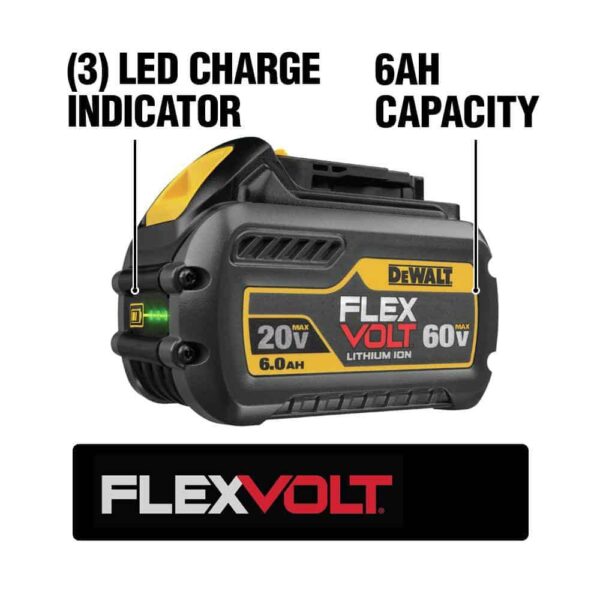 FLEXVOLT 60V MAX 16in. Brushless Cordless Battery Powered Chainsaw Kit with (1) FLEXVOLT 2 Ah Battery   Charger - Image 3
