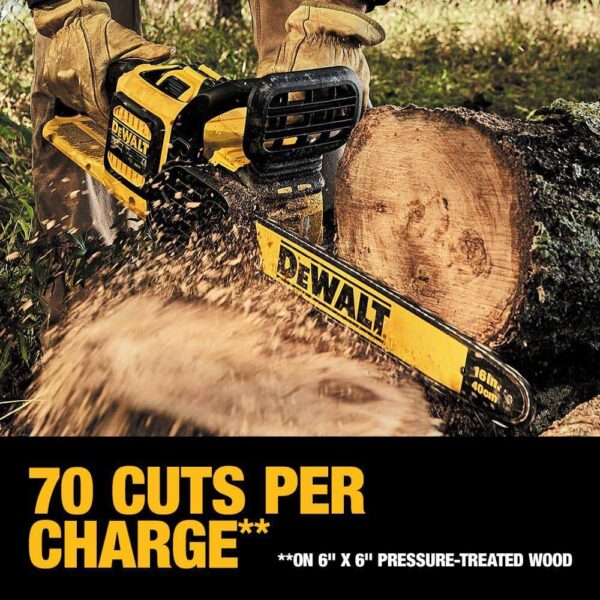 FLEXVOLT 60V MAX 16in. Brushless Cordless Battery Powered Chainsaw Kit with (1) FLEXVOLT 3 Ah Battery   Charger - Image 5