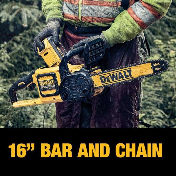 FLEXVOLT 60V MAX 16in. Brushless Cordless Battery Powered Chainsaw Kit with (1) FLEXVOLT 3 Ah Battery   Charger - Image 4