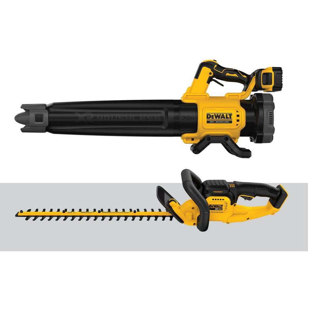 20V MAX 125 MPH 450 CFM Brushless Cordless Battery Powered Handheld Leaf Blower Kit   Cordless Hedge Trimmer (Tool Only)