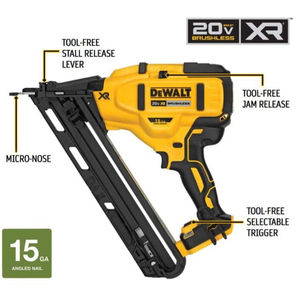 DCN650B 20V MAX XR Lithium-Ion Cordless 15-Gauge Angled Finish Nailer (Tool Only) - Image 2