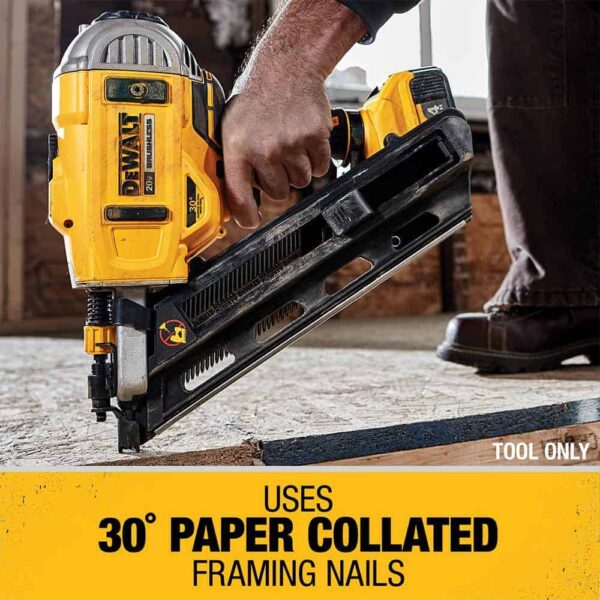 DCN692B 20V MAX XR Lithium-Ion Cordless Brushless 2-Speed 30?? Paper Collated Framing Nailer (Tool Only) - Image 6