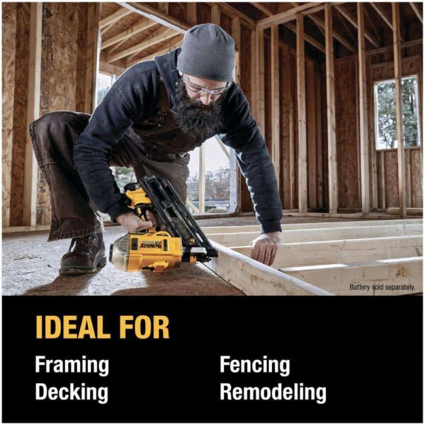 DCN692B 20V MAX XR Lithium-Ion Cordless Brushless 2-Speed 30?? Paper Collated Framing Nailer (Tool Only) - Image 8