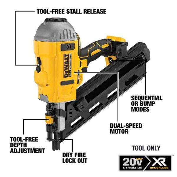 DCN692BW205 20-Volt MAX XR Cordless Brushless 2-Speed 30?? Paper Collated Framing Nailer w/20-Volt MAX 5.0Ah Battery - Image 2