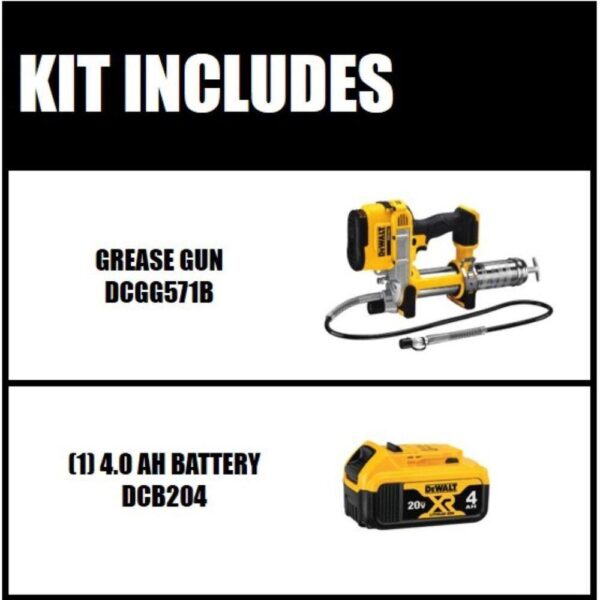 DCGG571Bw4b 20V MAX Cordless 10,000 PSI Variable Speed Grease Gun and (1) 20V MAX XR Premium Lithium-Ion 4.0Ah Battery - Image 2