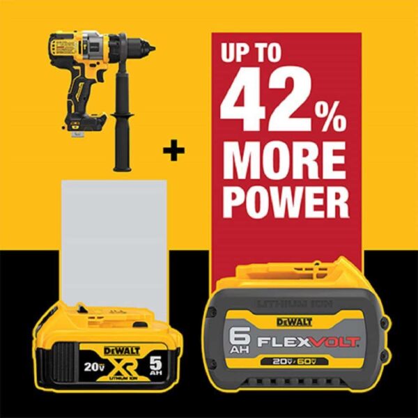 DCD999T1 20V MAX Cordless Brushless 1/2 in. Hammer Drill/Driver with VOLT ADVANTAGE and (1) VOLT 6.0Ah Battery - Image 5