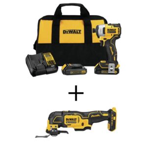 DCF809C2W354 ATOMIC 20V MAX Cordless Brushless Compact 1/4 in. Impact Driver Kit and ATOMIC 20V Oscillating Tool
