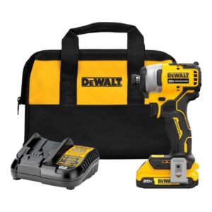 DCF809D1 ATOMIC 20V Max Lithium-Ion Brushless Cordless Compact 1/4 in. Impact Driver Kit with 2.0Ah Battery, Charger and Bag