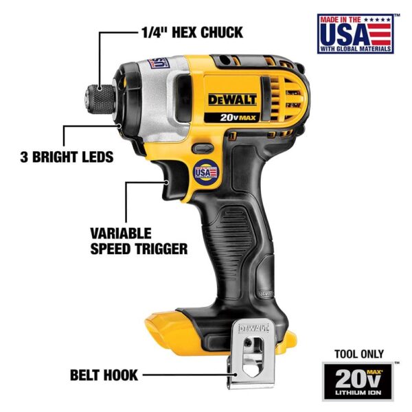 DCF885B 20-Volt MAX Cordless 1/4 in. Impact Driver (Tool-Only) - Image 5