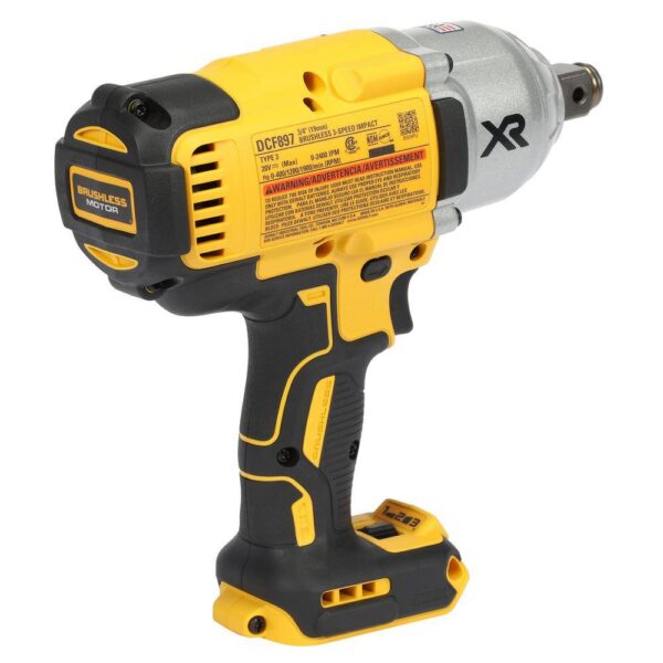 DCF897B 20V MAX XR Cordless Brushless 3/4 in. High Torque Impact Wrench with Hog Ring Anvil (Tool Only) - Image 4