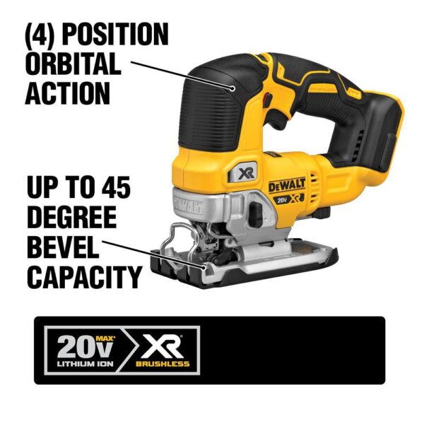 20V MAX XR Cordless Brushless Jigsaw, (1) 20V MAX Compact Lithium-Ion 3.0Ah Battery, and 12V-20V MAX Charger - Image 3