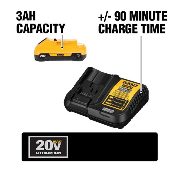 20V MAX XR Cordless Brushless Jigsaw, (1) 20V MAX Compact Lithium-Ion 3.0Ah Battery, and 12V-20V MAX Charger - Image 4