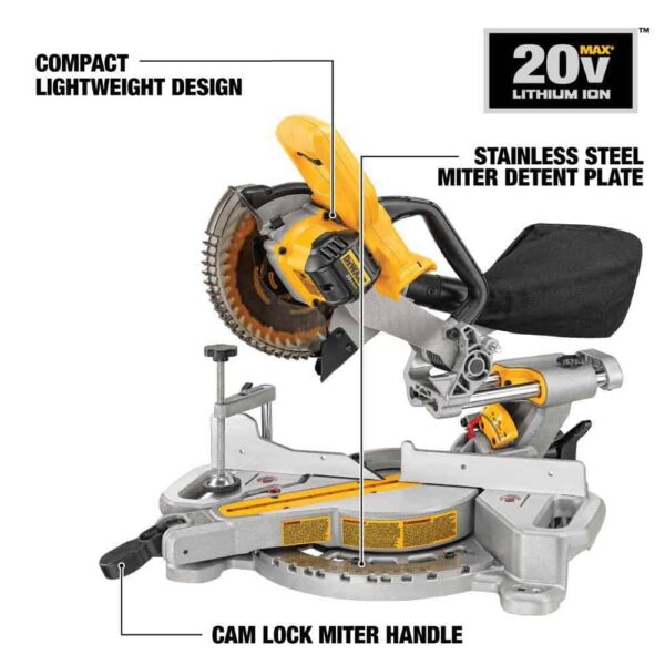 Miter Saw DCS361B 20-Volt MAX Cordless 7-1/4 in. Sliding (Tool-Only) - Image 3