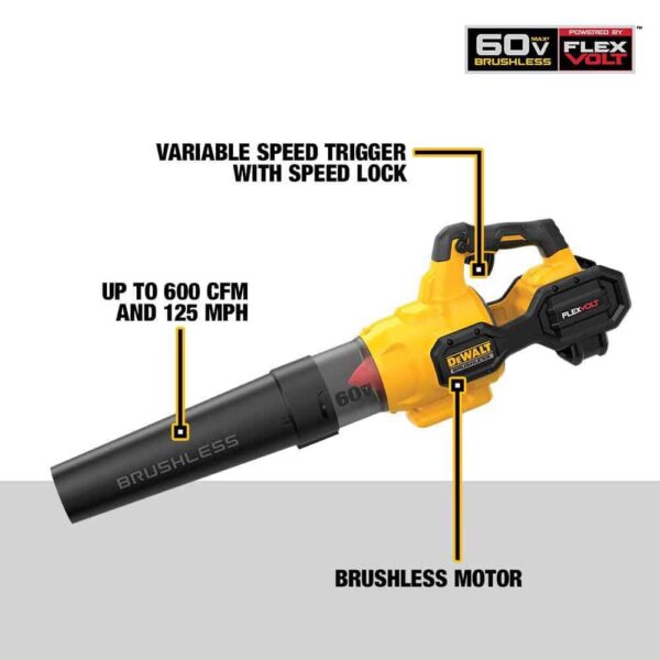 60V MAX 125 MPH 600 CFM Cordless Battery Powered Axial Leaf Blower Kit   20V MAX Cordless Pole Saw (Tool Only) - Image 2