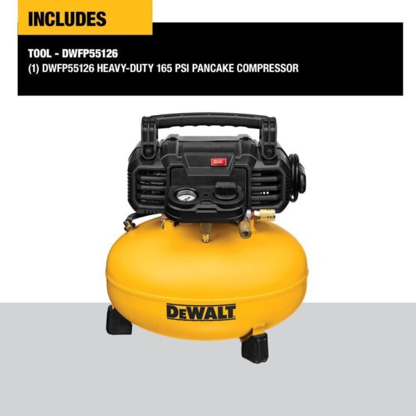 DWFP55126W23450 6 Gal. 165 PSI Electric Pancake Air Compressor with 18-Gauge Pneumatic 2 in. Brad Nailer   50 ft. x 1/4 in. Air Hose - Image 5