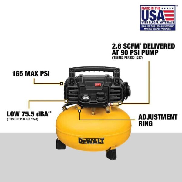 DWFP55126W23450 6 Gal. 165 PSI Electric Pancake Air Compressor with 18-Gauge Pneumatic 2 in. Brad Nailer   50 ft. x 1/4 in. Air Hose - Image 3