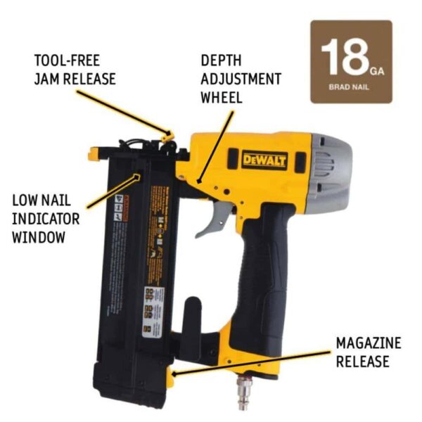DWFP55126W23450 6 Gal. 165 PSI Electric Pancake Air Compressor with 18-Gauge Pneumatic 2 in. Brad Nailer   50 ft. x 1/4 in. Air Hose - Image 4