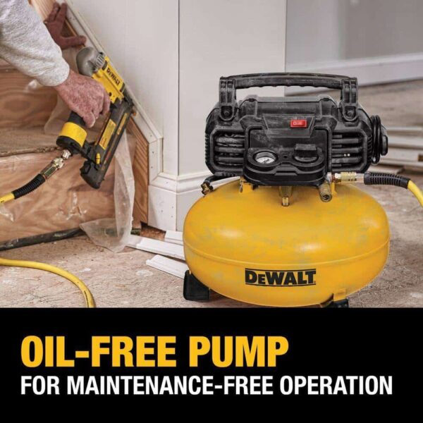 DWFP55126W23450 6 Gal. 165 PSI Electric Pancake Air Compressor with 18-Gauge Pneumatic 2 in. Brad Nailer   50 ft. x 1/4 in. Air Hose - Image 8