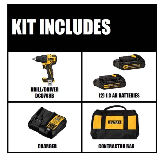 ATOMIC 20V MAX Cordless Brushless Compact 1/2 in. Drill/Driver, (2) 20V 1.3Ah Batteries, Charger and Bag - Image 2