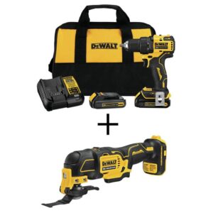 DCD708C2W354B ATOMIC 20V MAX Cordless Brushless Compact 1/2 in. Drill/Driver, 20V Oscillating Tool, and (2) 20V 1.3Ah Batteries