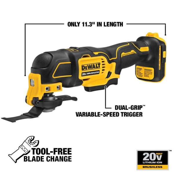 DCD708C2W354B ATOMIC 20V MAX Cordless Brushless Compact 1/2 in. Drill/Driver, 20V Oscillating Tool, and (2) 20V 1.3Ah Batteries - Image 4