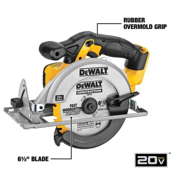 DCD791P1W391 20V MAX XR Cordless Brushless 1/2 in. Drill/Driver, 6-1/2 in. Circular Saw, (1) 20V 5.0Ah Battery, and Charger - Image 5