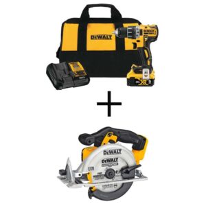DCD791P1W391 20V MAX XR Cordless Brushless 1/2 in. Drill/Driver, 6-1/2 in. Circular Saw, (1) 20V 5.0Ah Battery, and Charger