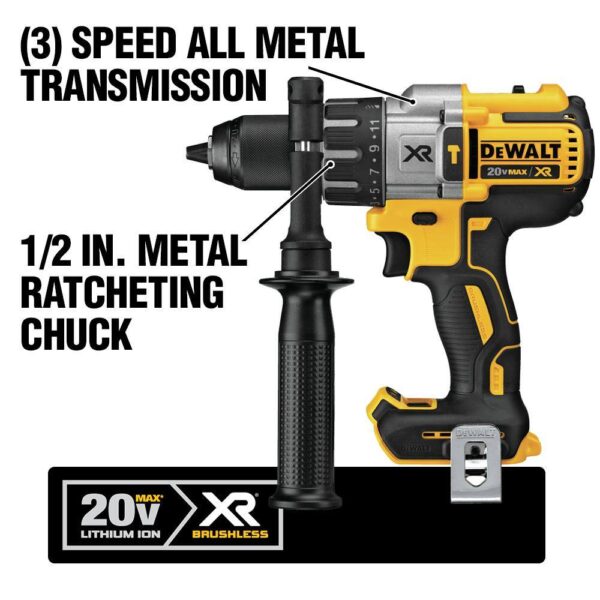 DCD791P1W996 20V MAX XR Cordless Brushless 1/2 in. Drill/Driver Kit and 20V 1/2 in. Brushless Hammer Drill - Image 6